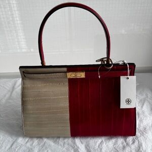 Tory Burch Lee Radzwill Eel Skin Top Handle Bag  W/ Shoulder strap New